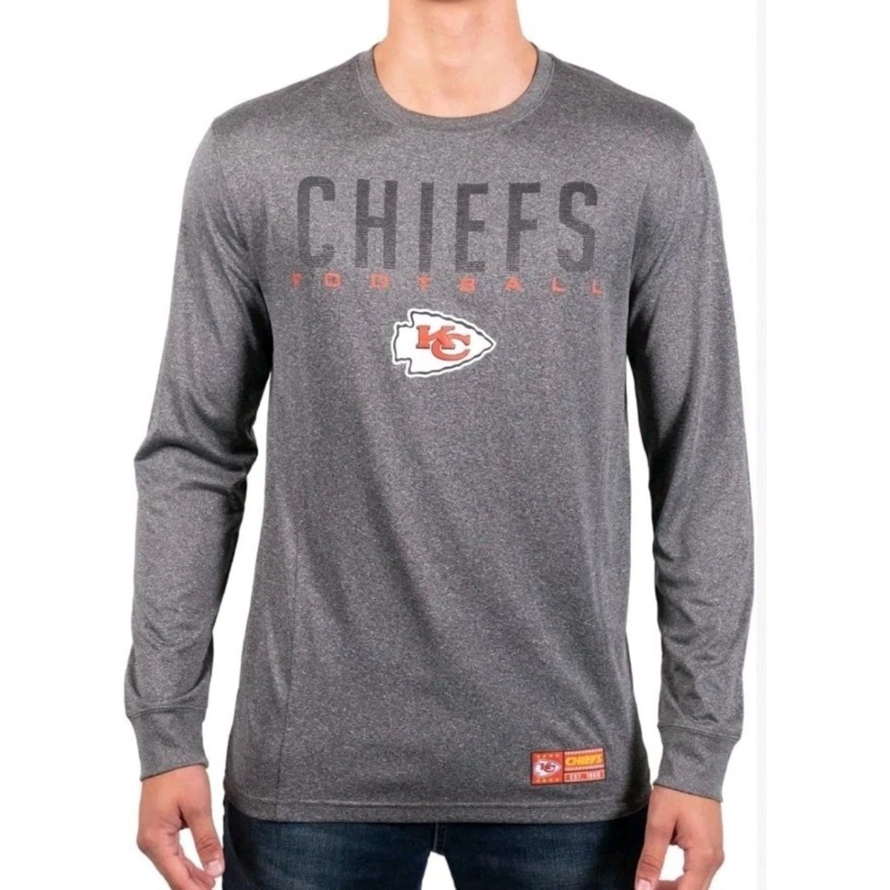 Kansas City Chiefs NFL Team Apparel Long Sleeve Gray Shirt Men's Size L Football